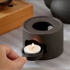 Cinnabar 3 in 1 Coarse Pottery Tea Warmer Ceramic Japanese Style Candle Heating 100ml Reed Diffuser Essential Oil Incense burner