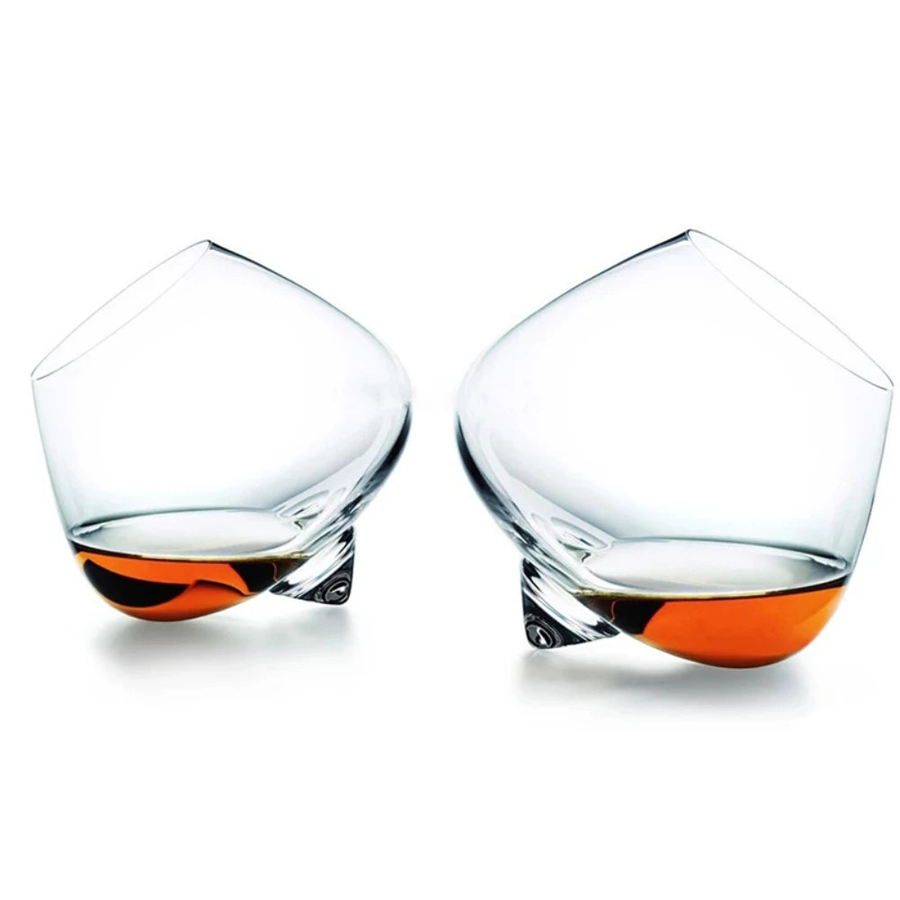 Irregular Whiskey Wine Glass Rotating High Belly Beer Whiskey Brandy Cocktail Drinking Wine Cup Tumbler Down Bar Glassware