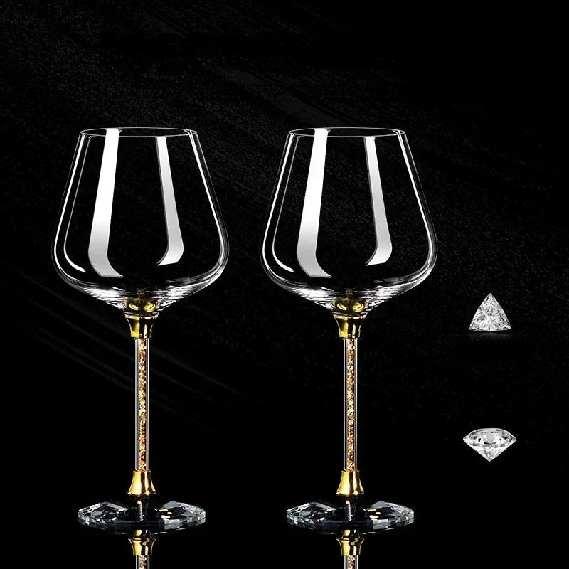 520ml Gold - Light Luxury High-end Crystal Cup Red Wine Glass Set Tall Glass Party Wine Glass Drinking Glasses for Champagne Flute