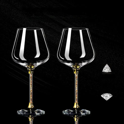 520ml Gold - Light Luxury High-end Crystal Cup Red Wine Glass Set Tall Glass Party Wine Glass Glasses Drinking Glasses for Champagne Flute