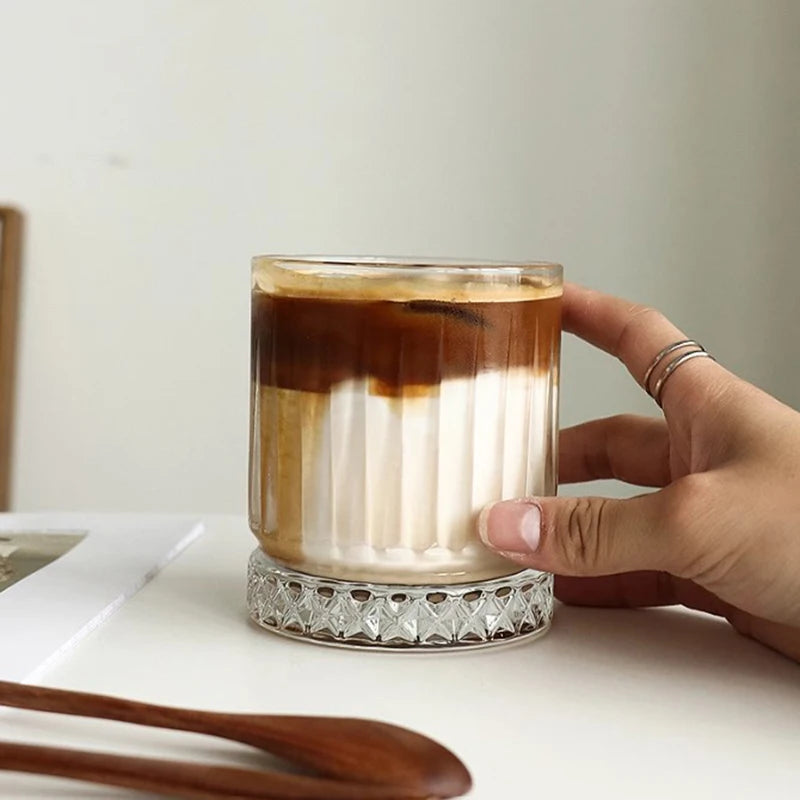 4pcs Set Diamond Painting Wine Glass Transparent Milk Cup Whiskey Cocktail Drinking Glasses Household Drinkware Wedding Gifts