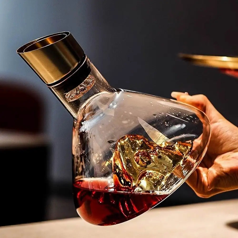 1.5L Gold Iceberg Whisky Wine Decanter Handmade Lead-free Crystal Wine Pourer Carafe Thickened Wine Dispenser Pot Bar Accessorie