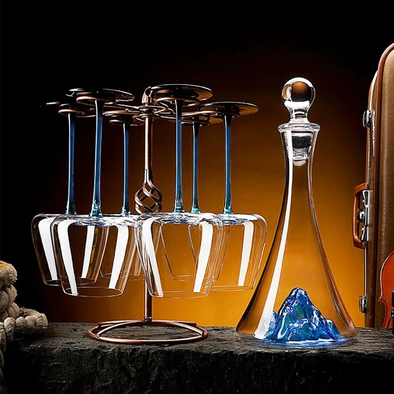High Blue iceberg transparent glass decanter, European light luxury high-value red wine filtering and distributor,  wine utensil (Cópia)