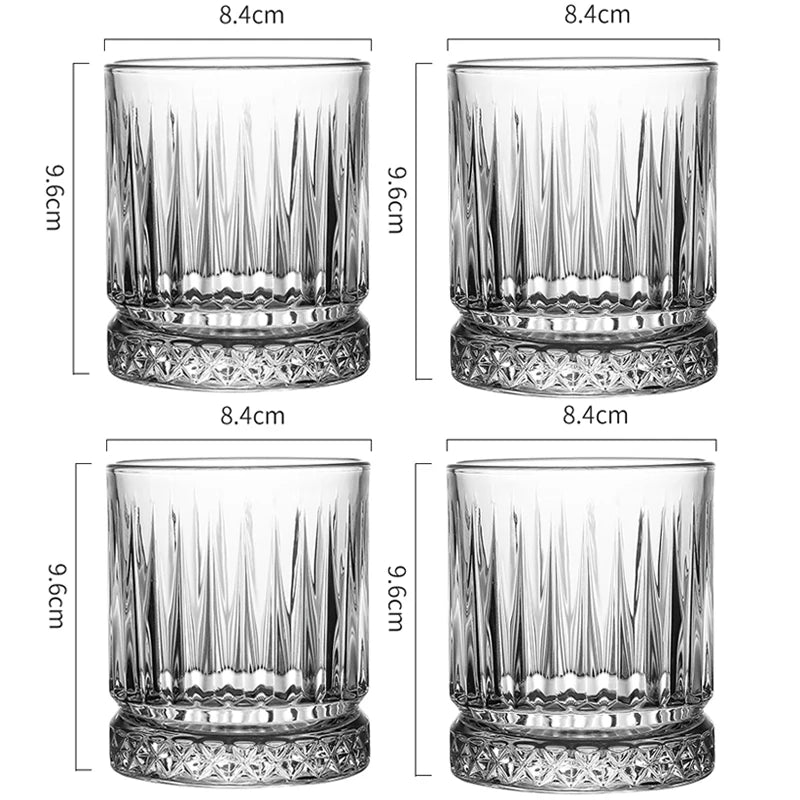 4pcs Set Diamond Painting Wine Glass Transparent Milk Cup Whiskey Cocktail Drinking Glasses Household Drinkware Wedding Gifts