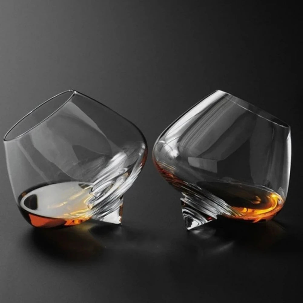 Irregular Whiskey Wine Glass Rotating High Belly Beer Whiskey Brandy Cocktail Drinking Wine Cup Tumbler Down Bar Glassware