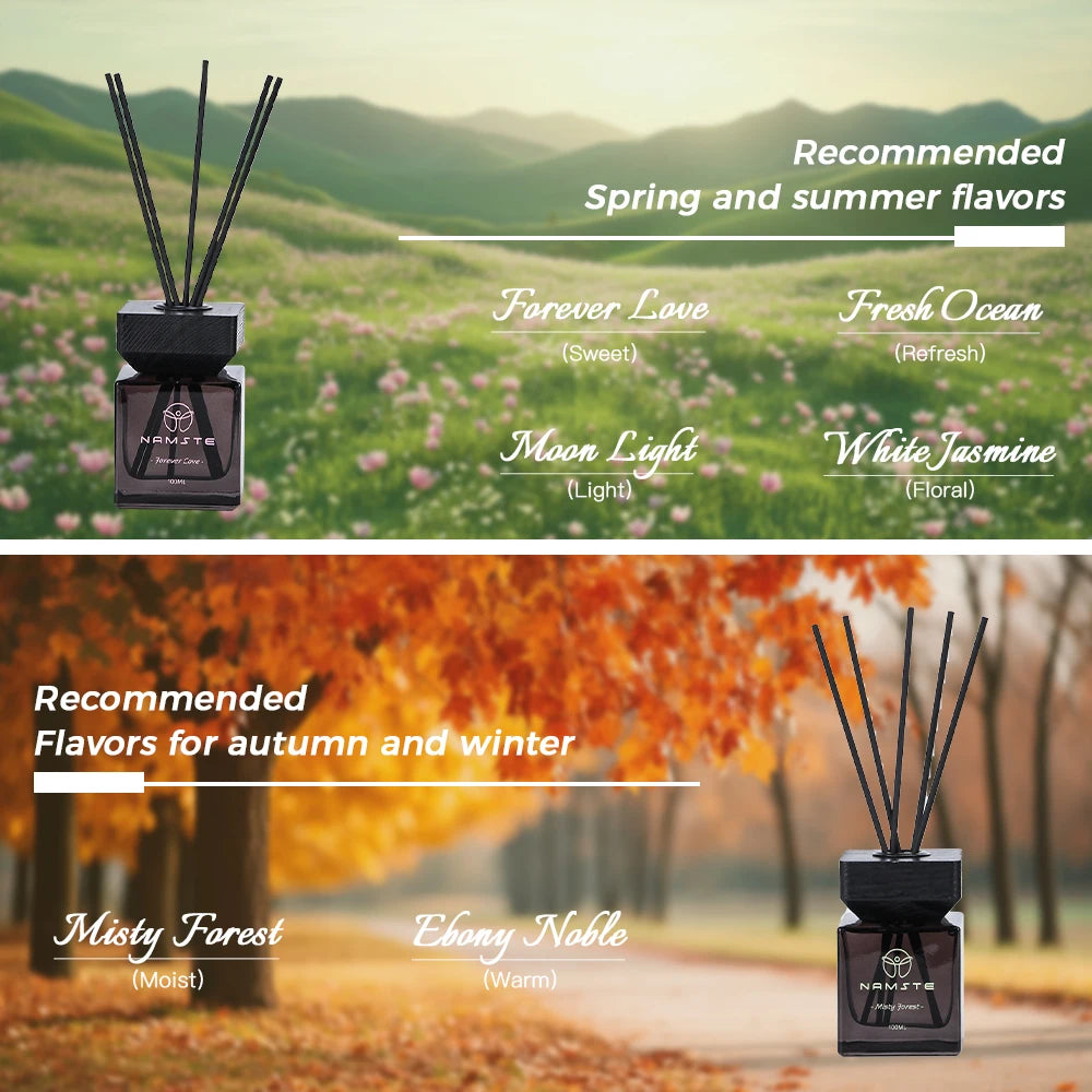 NAMSTE Reed Diffuser Oil With Sticks Aromatherapy Essential Oil Reed Diffuser Fragrance Room Flavoring Air Freshener Home Decor