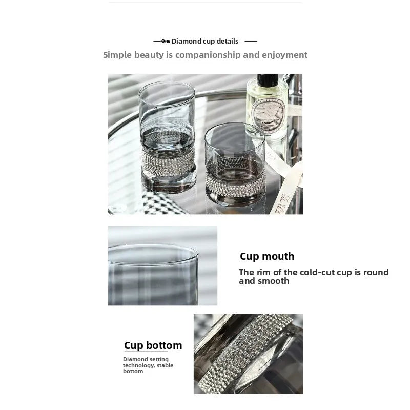 Light Luxury Diamond Glass Cup Beer Juice Coffee Water Cups Transparent Cup Whiskey Wine Glass Mug Heat-resistant Drinkware Cups