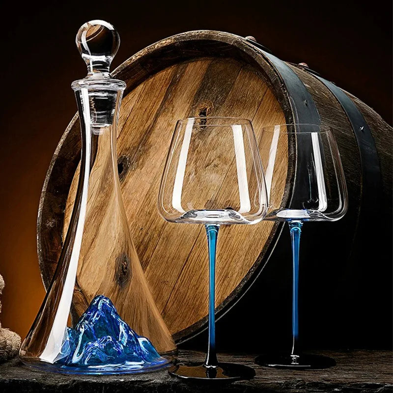 High Blue iceberg transparent glass decanter, European light luxury high-value red wine filtering and distributor,  wine utensil (Cópia)