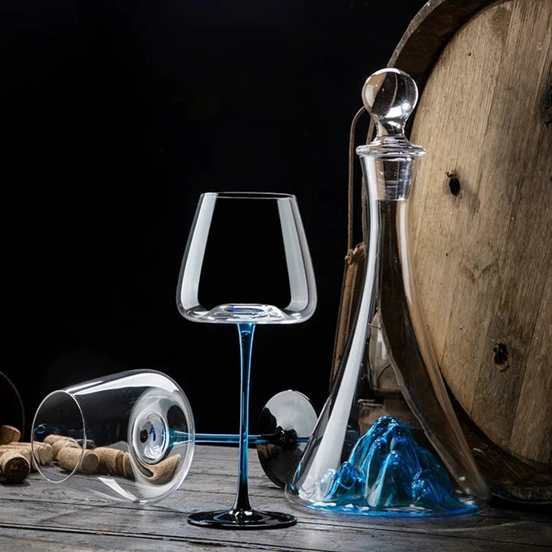 High Blue iceberg transparent glass decanter, European light luxury high-value red wine filtering and distributor,  wine utensil (Cópia)