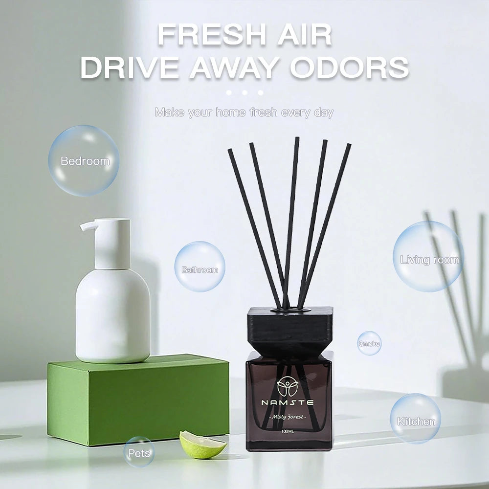 NAMSTE Reed Diffuser Oil With Sticks Aromatherapy Essential Oil Reed Diffuser Fragrance Room Flavoring Air Freshener Home Decor