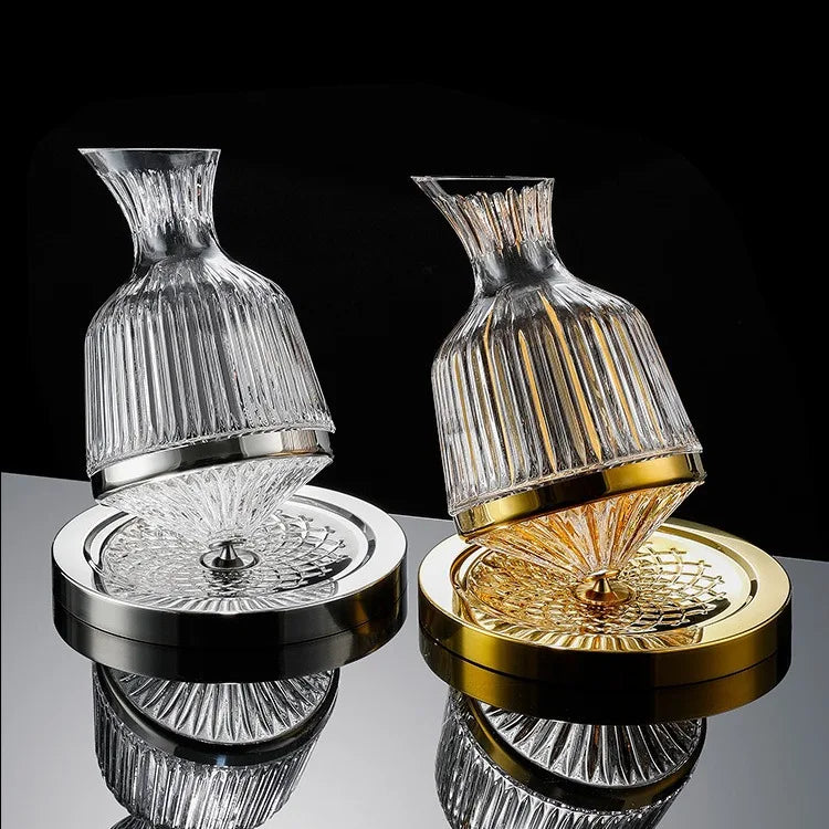 High Grade Crystal Glass 360 Rotating Decanter Tumbler 1500ml Decanter Wine Dispenser Aerator Mirror Jug Gift Bar Decoration