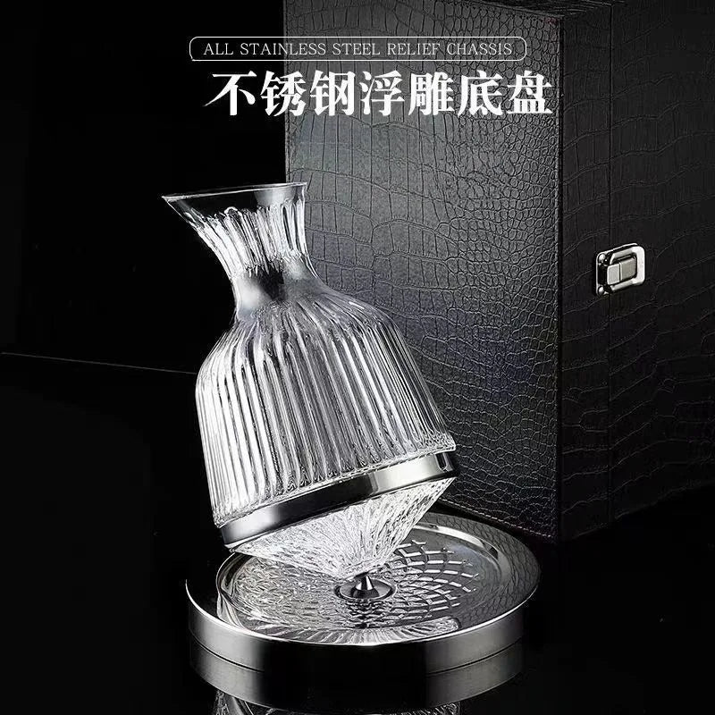 High Grade Crystal Glass 360 Rotating Decanter Tumbler 1500ml Decanter Wine Dispenser Aerator Mirror Jug Gift Bar Decoration