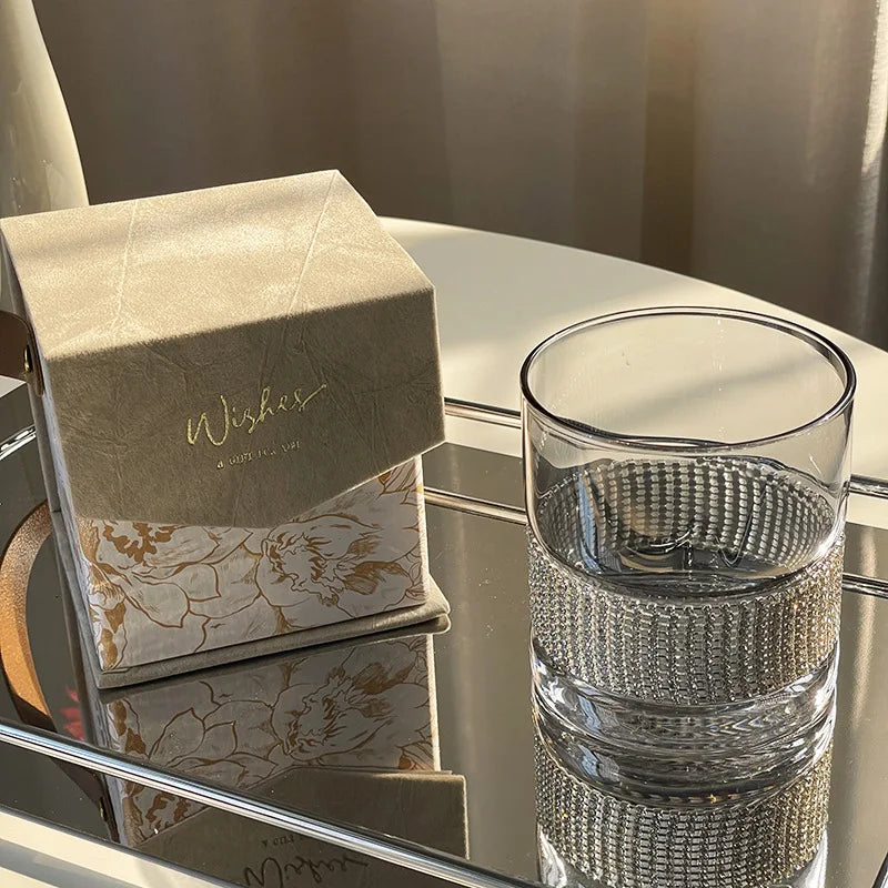 Light Luxury Diamond Glass Cup Beer Juice Coffee Water Cups Transparent Cup Whiskey Wine Glass Mug Heat-resistant Drinkware Cups