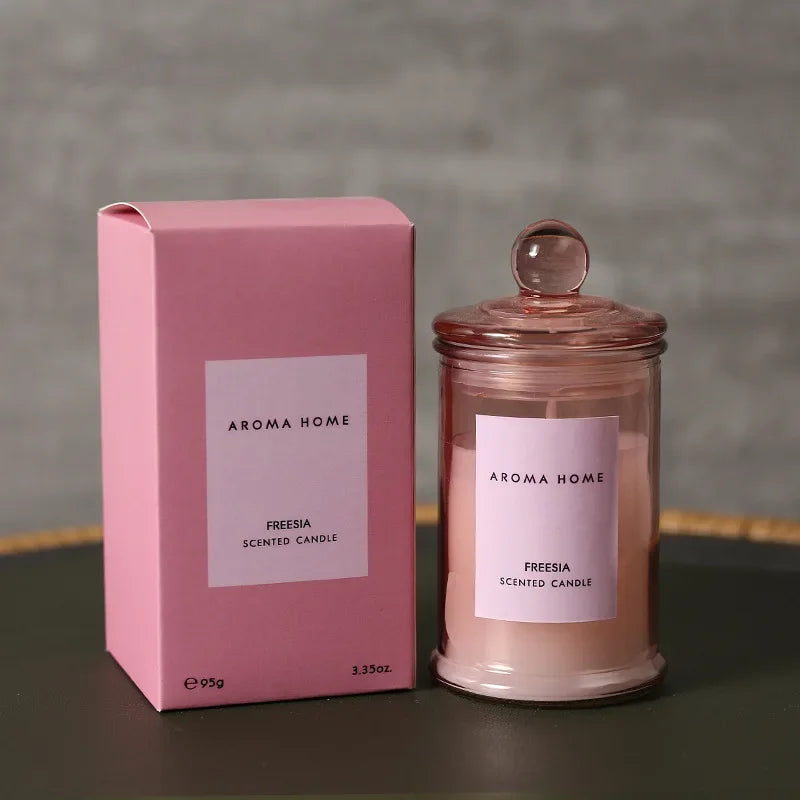 Ins Style Vintage Glass Jar Scented Candle Essential Oils Soy Wax Candle Aromatherapy Home Decoration Birthday Xmas Gift