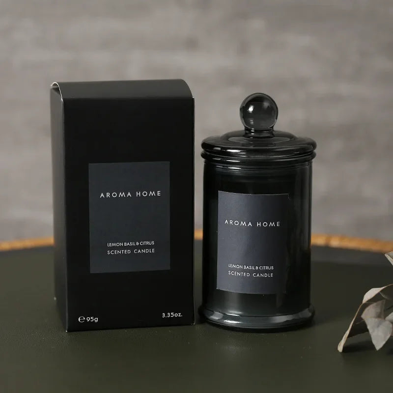 Ins Style Vintage Glass Jar Scented Candle Essential Oils Soy Wax Candle Aromatherapy Home Decoration Birthday Xmas Gift