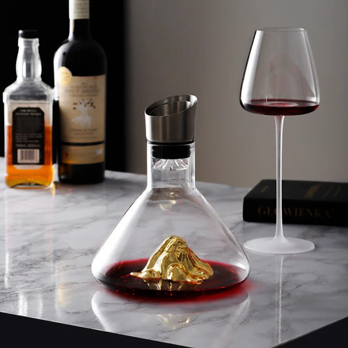 1.5L Gold Iceberg Whisky Wine Decanter Handmade Lead-free Crystal Wine Pourer Carafe Thickened Wine Dispenser Pot Bar Accessorie