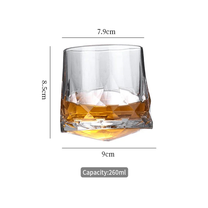 Novel Creative Thick Crystal Whiskey Tumbler Glass Spinning Tops Design Hammer Glasses Of Wine Brandy Cup Wineglass
